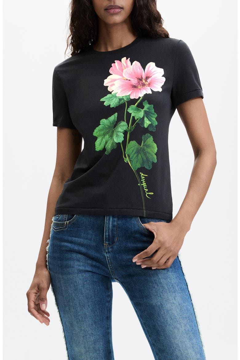 Floral Graphic T-Shirt, Main, color, BLACK