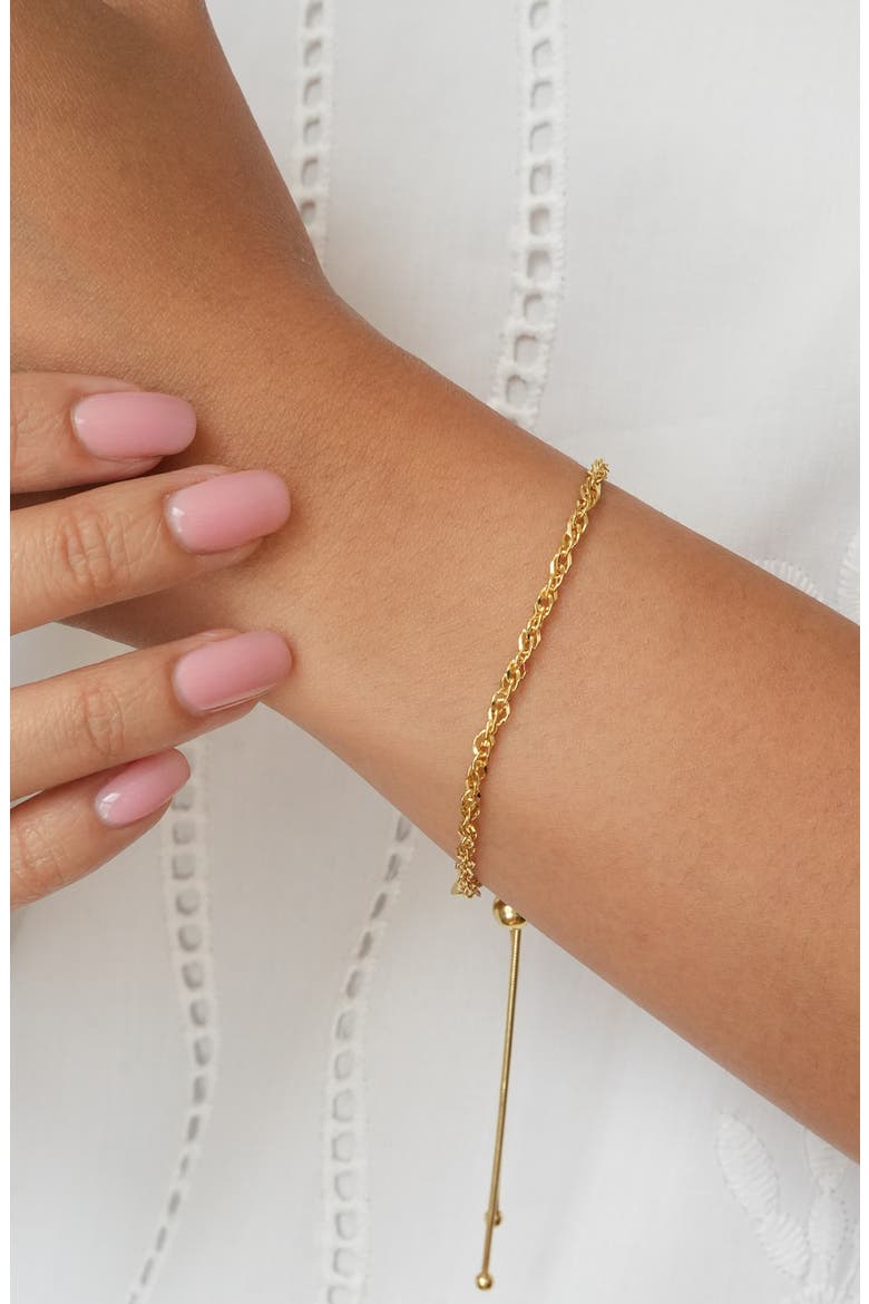 Singapore 18K Gold Plate Sterling Silver Adjustable Slide Bracelet, Alternate, color, GOLD