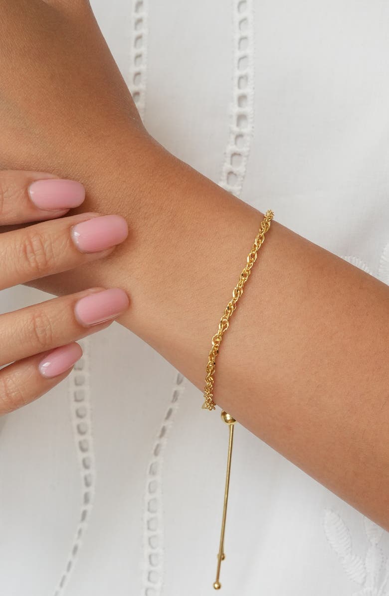 Argento Vivo Sterling Silver Singapore 18K Gold Plate Sterling Silver Adjustable Slide Bracelet, Alternate, color, Gold