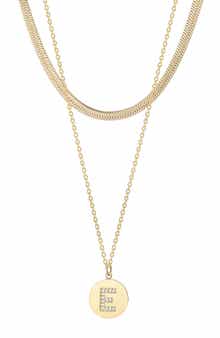 Set of 2 Initial Pendant & Herringbone Necklaces