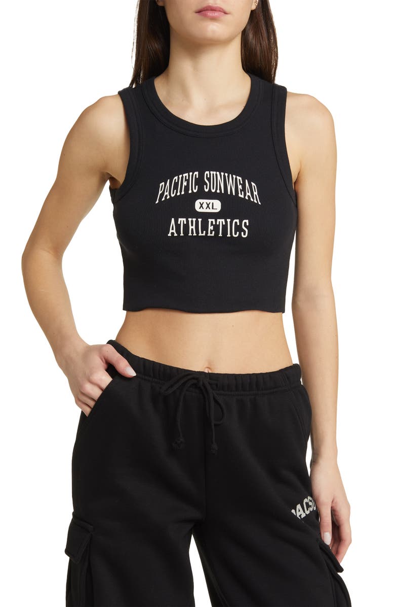 PacSun Athletics Crop Stretch Cotton Rib Tank, Main, color,