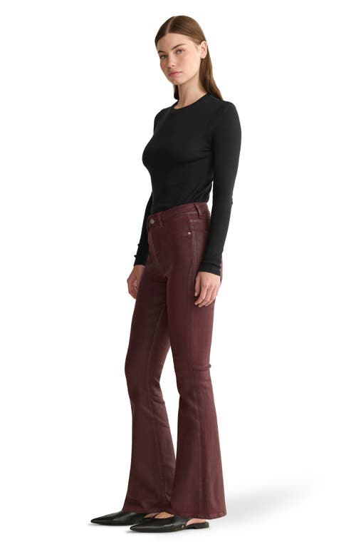 Warp & Weft Warp+weft Nao Coated High Waist Bootcut Jeans In Brown