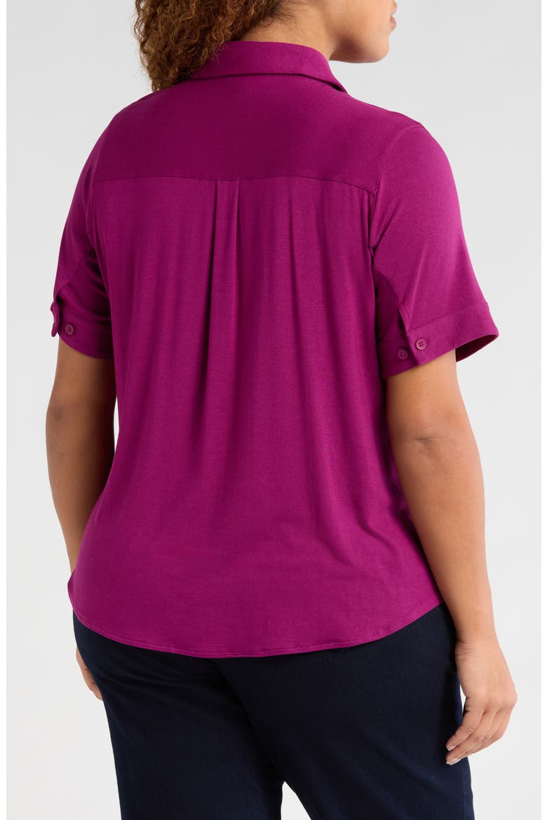 Chelsea Short Sleeve Jersey Button-Up Shirt, Alternate, color, ROTHKO PURPLE