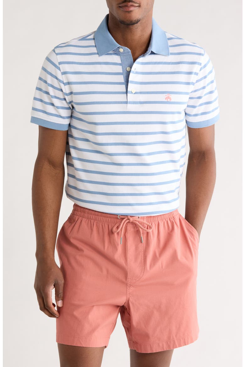 Short Sleeve Pique Polo, Main, color, BLUE MULTI