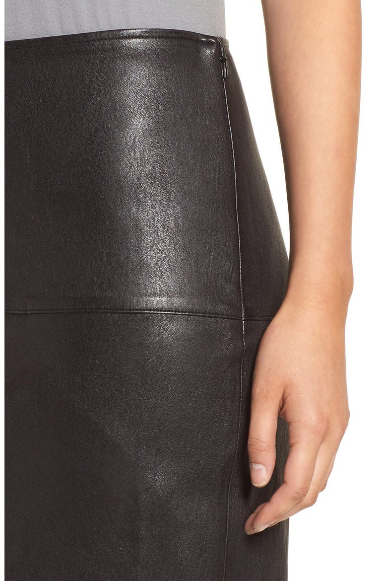Modern Stretch Leather Pencil Skirt, Alternate, color, BLACK