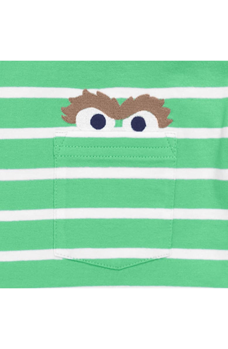 Primary Kids Sesame Street Embroidered T-Shirt Hoodie, Alternate, color, Clover/White Stripe