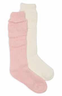 2-Pack Chainstitch Slouch Knee High Socks
