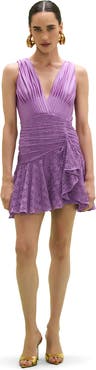 PatBO Sirena Mesh Plunge Mini Dress