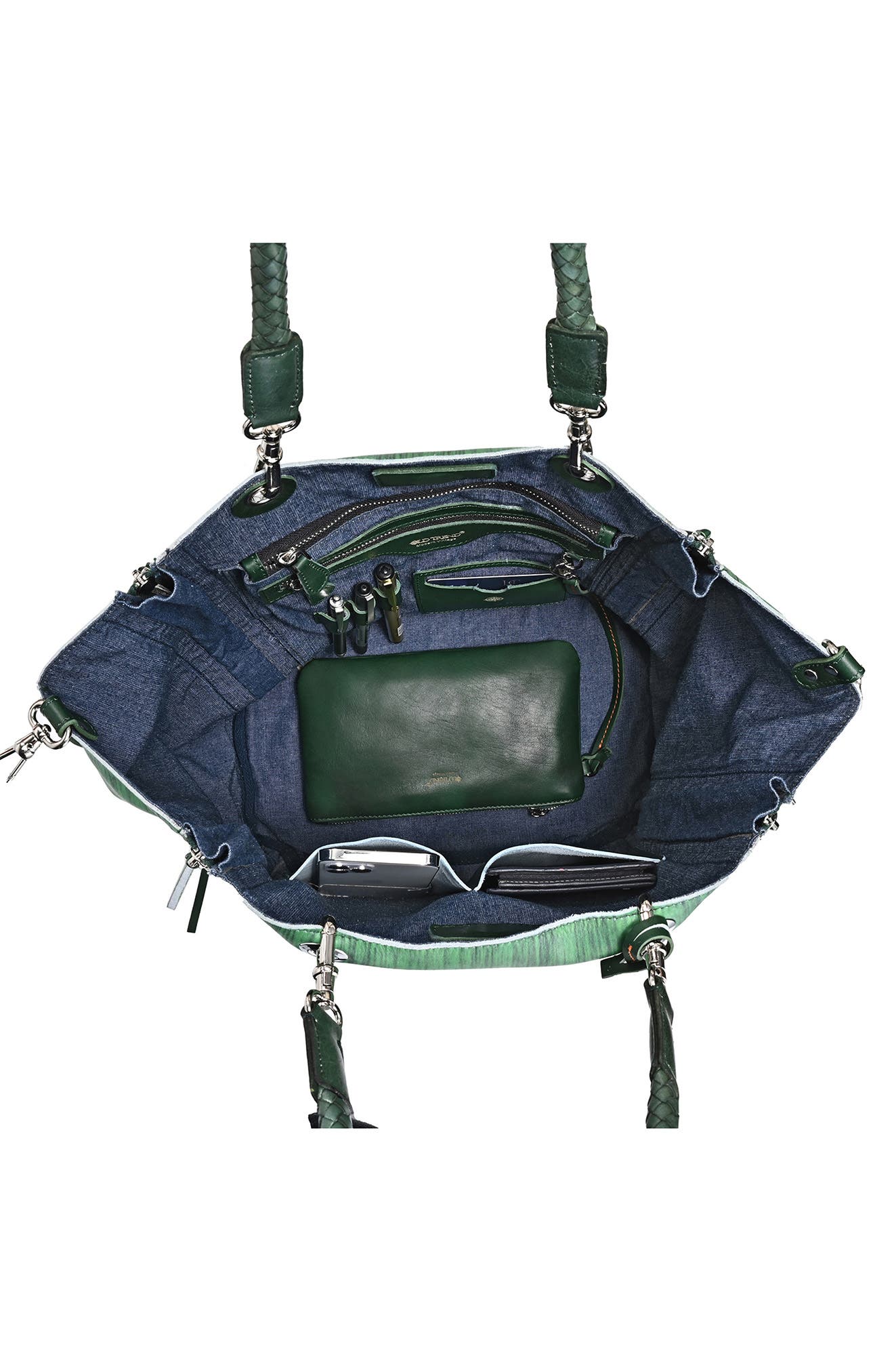 Barracuda Leather Tote, Alternate, color, KALE PAINTED