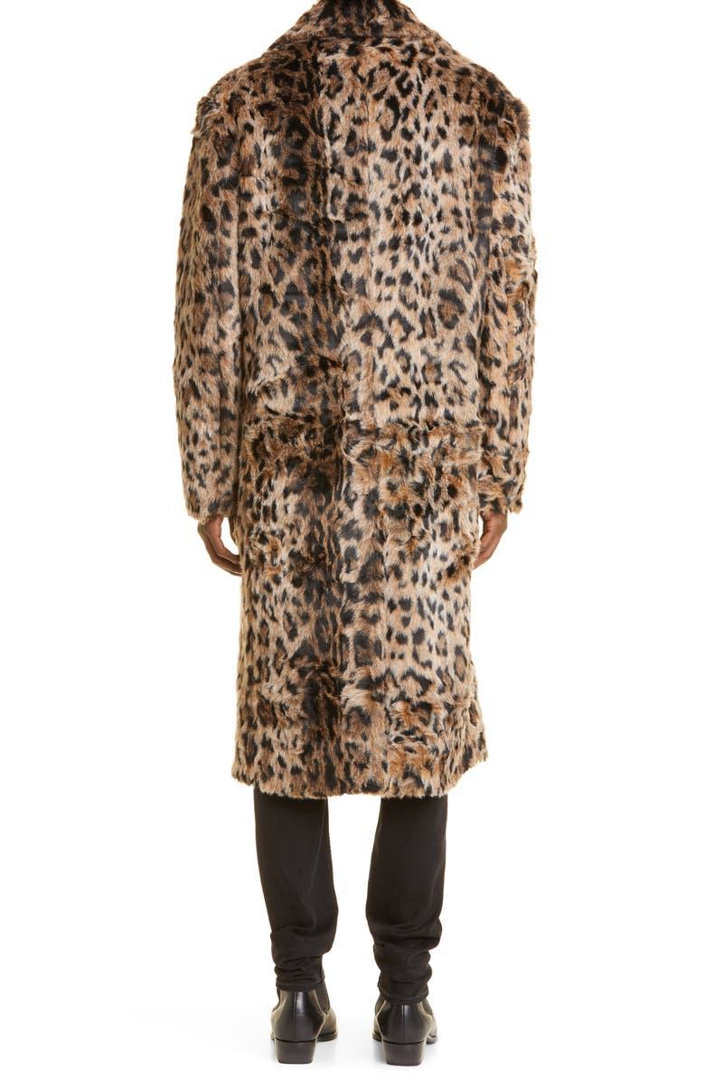 AMIRI Leopard Faux Fur Coat, Alternate, color, 