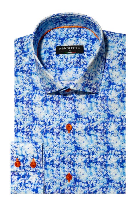 Manuel Print Button-Up Long Sleeve Shirt