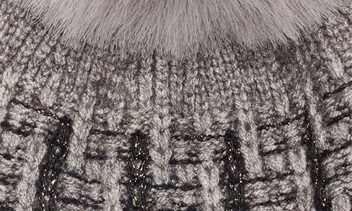 Nanette Lepore Tweed Knit Beanie With Faux Fur Pompom In Gray