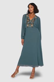 Wallis Embellished Balloon Sleeve Midi Dress