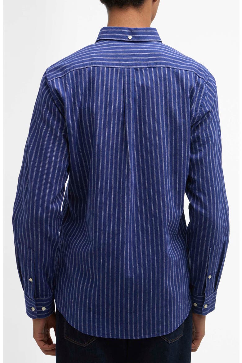 Nelson Tailored Fit Stripe Linen & Cotton Button-Down Shirt, Alternate, color, INDIGO