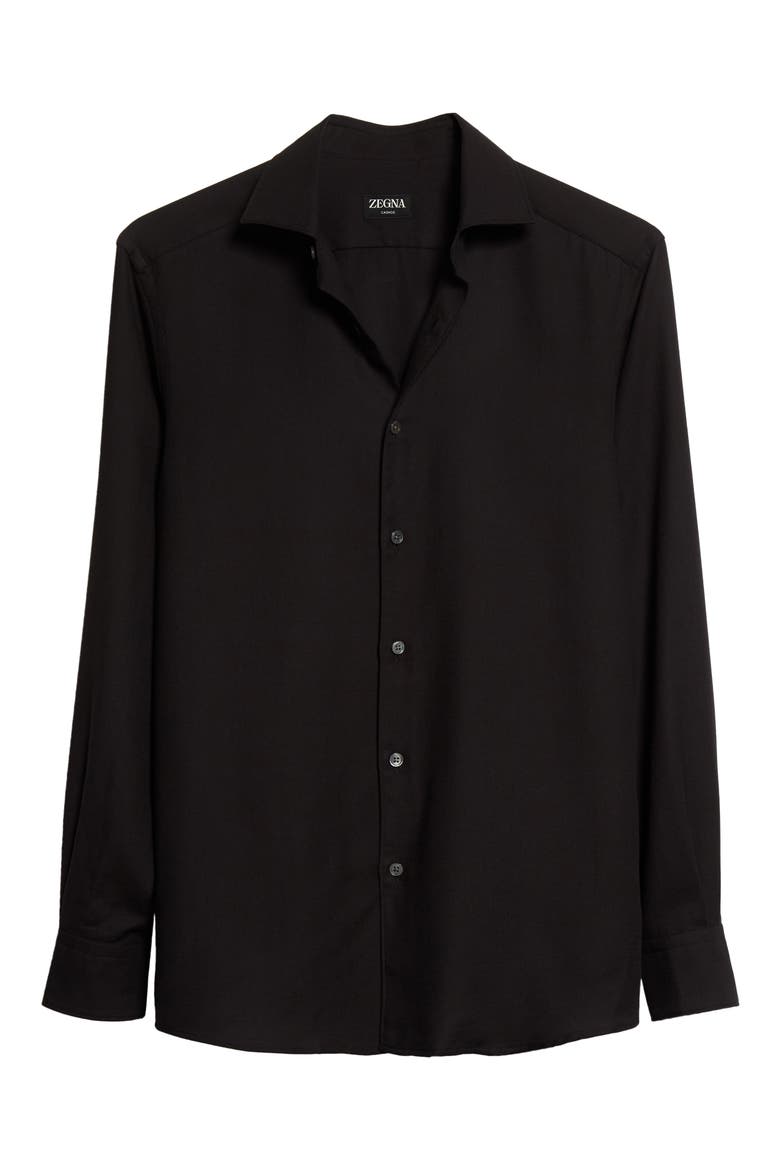 Cashco Cotton & Cashmere Button-Up Shirt, Alternate, color, BLACK