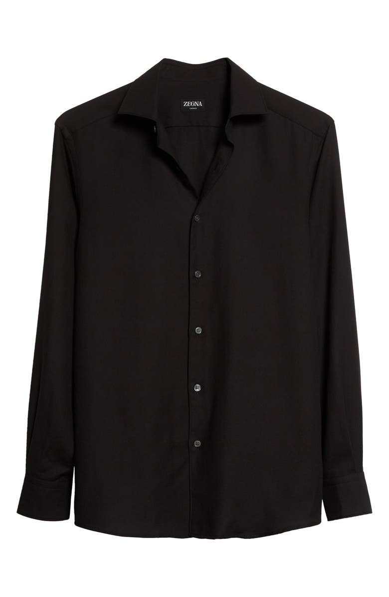 ZEGNA Cashco Cotton & Cashmere Button-Up Shirt, Alternate, color, Black