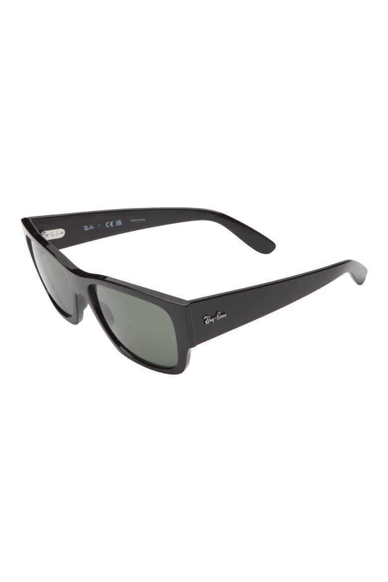 Carlos 56mm Polarized Rectangular Sunglasses, Alternate, color, BLACK