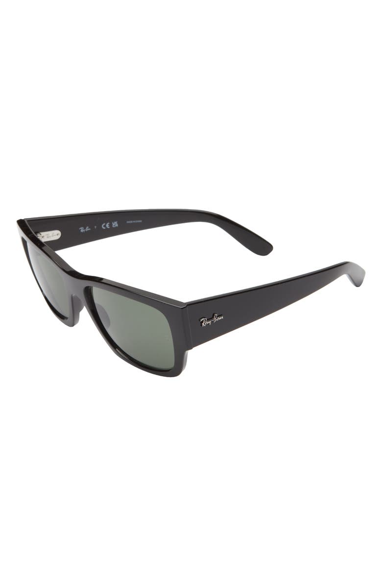 Ray-Ban Carlos 56mm Polarized Rectangular Sunglasses, Alternate, color, Black