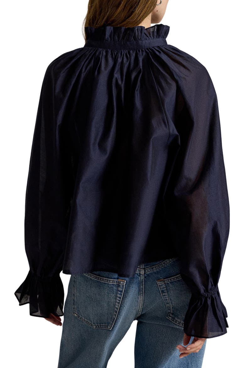 Cotton & Silk Organdy Shirt, Alternate, color, HUNTER NAVY