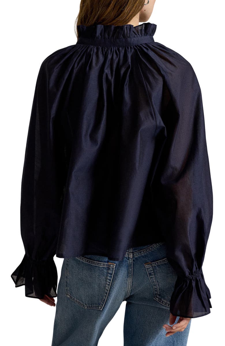 Polo Ralph Lauren Cotton & Silk Organdy Shirt, Alternate, color, Hunter Navy