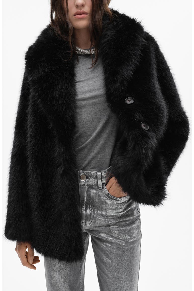 Faux Fur Coat, Main, color, BLACK