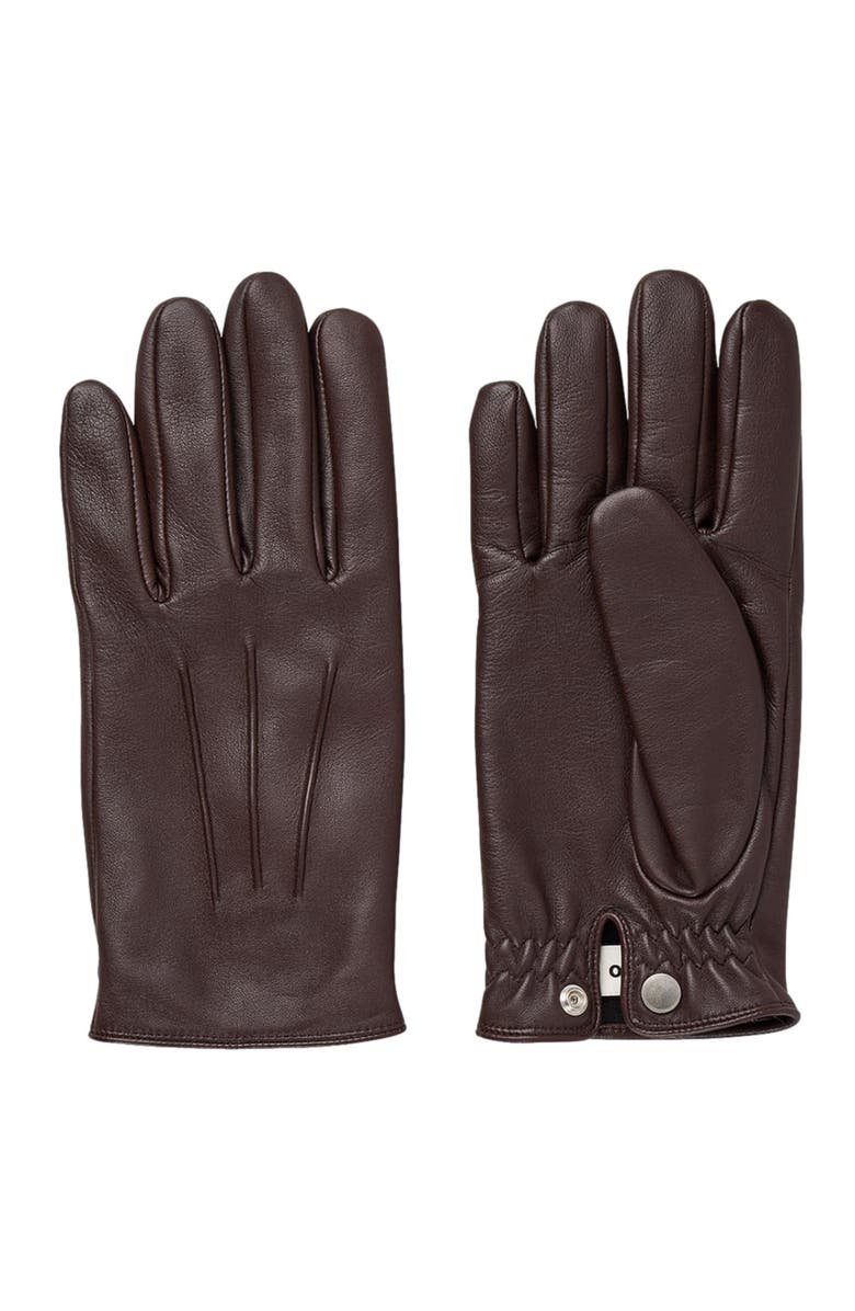 SANDRO Leather gloves, Main, color, Black Brown