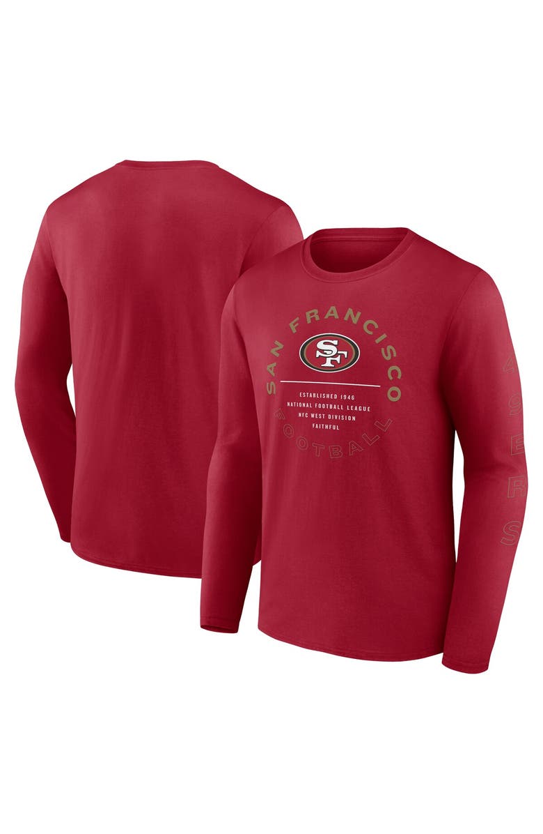 FANATICS Men's Fanatics Scarlet San Francisco 49ers Stat Sheet Long Sleeve T-Shirt, Main, color, Scarlet