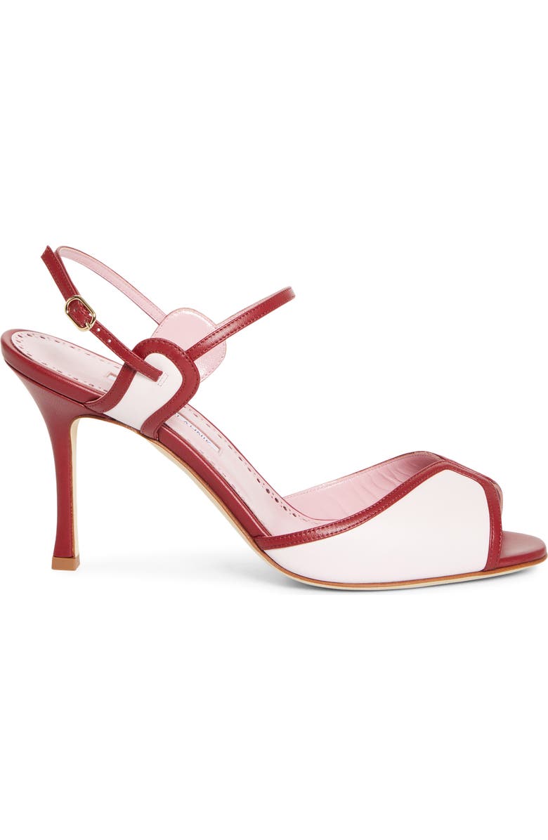 Manolo Blahnik Todda Colorblock Sandal, Alternate, color, Lpnk 6804/Dred 6039
