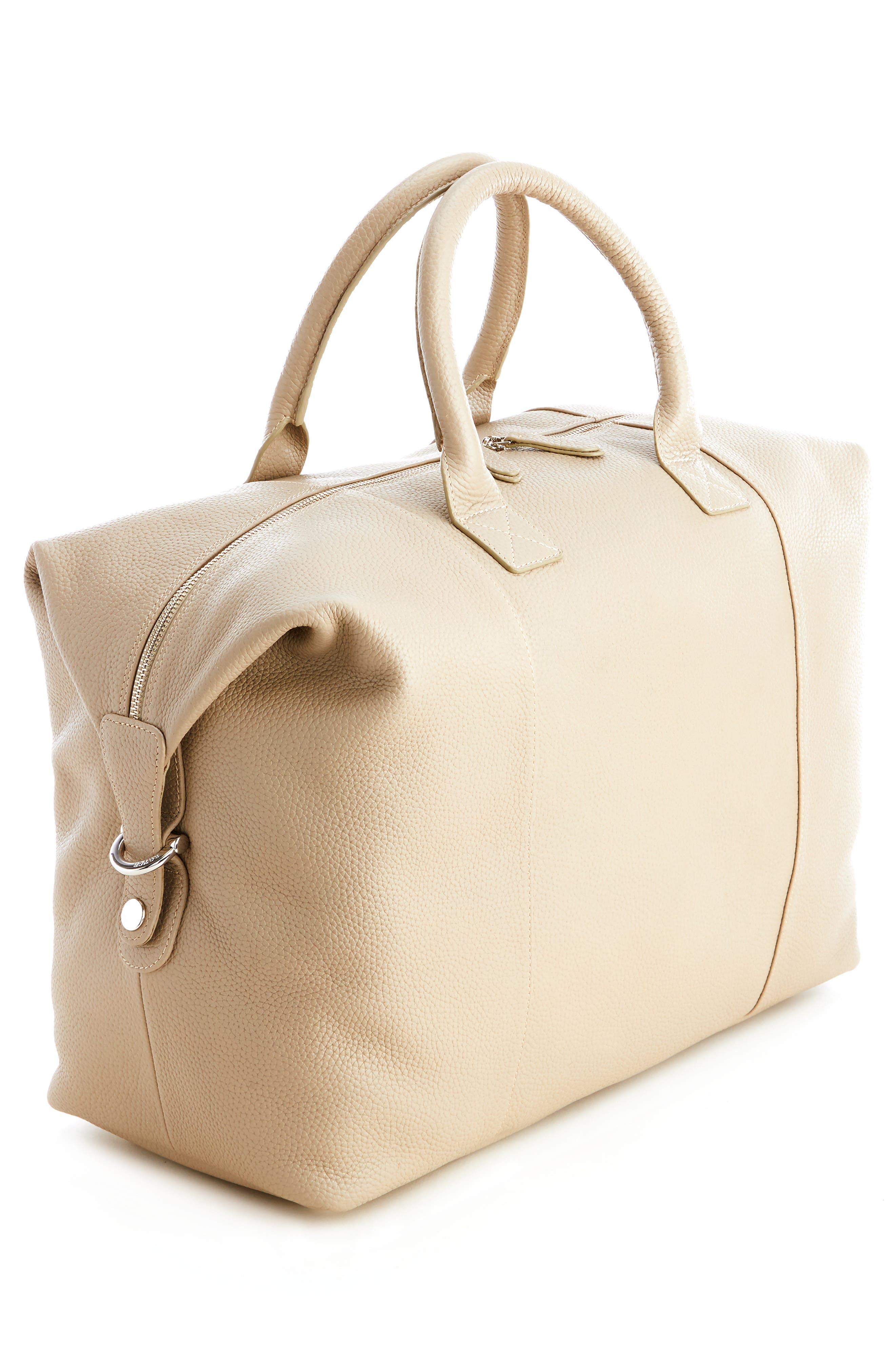 ROYCE New York Weekend Leather Duffle Bag, Alternate, color, Taupe