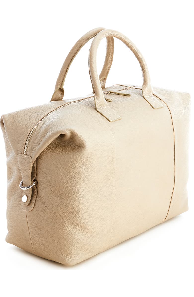ROYCE New York Weekend Leather Duffle Bag, Alternate, color, Taupe