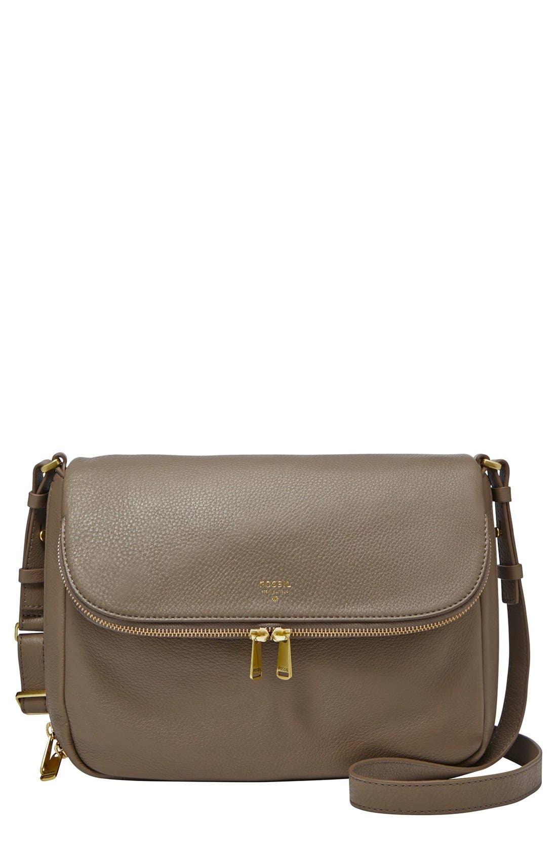 'Preston' Leather Shoulder Bag, Main, color, MUSHROOM