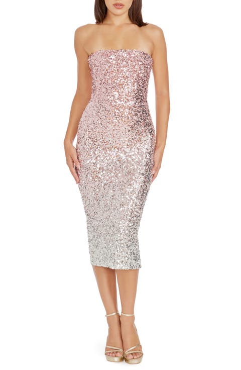 Viviana Sequin Strapless Cocktail Dress
