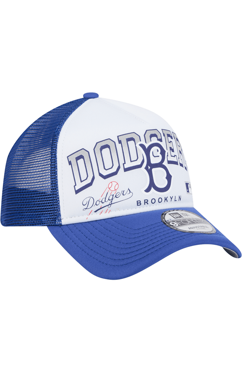 New Era Men's New Era White Los Angeles Dodgers Retro Wordmark 9FORTY A-Frame Trucker Adjustable Hat, Alternate, color, White