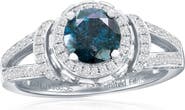 SOUZANA by Suzy Levian 14K White Gold 0.95ct Blue Diamond & 0.56cttw Diamond Ring