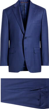 Canali Siena Regular Fit Medium Blue Glen Check Super 130s Wool Suit