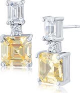 CZ by Kenneth Jay Lane Emerald and Asscher Cubic Zirconia Drop Earrings