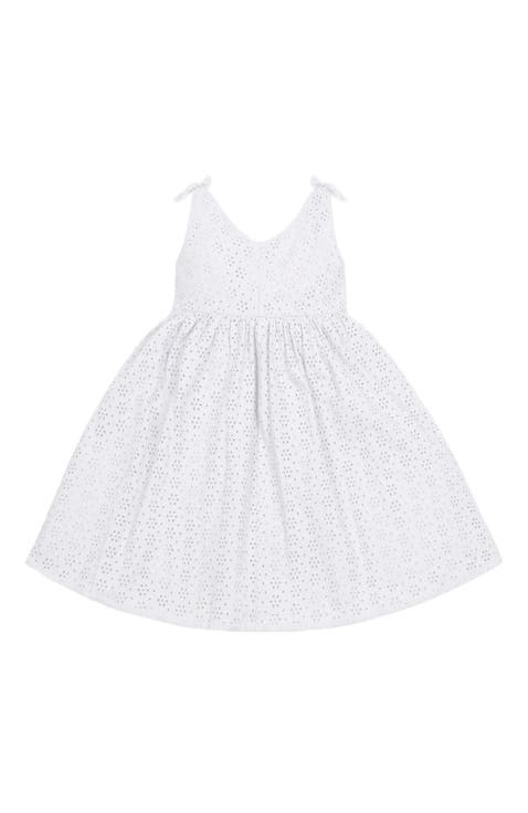 Baby Girls' Organic Eyelet Bow Shoulder Dress, Infant