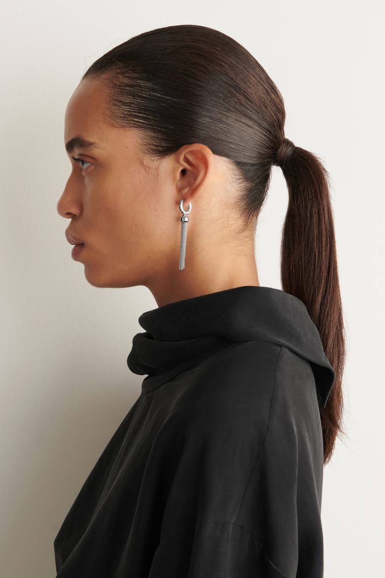 Tasselled Earrings, Alternate, color, SILVER