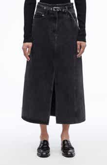 A-Line Denim Midi Skirt