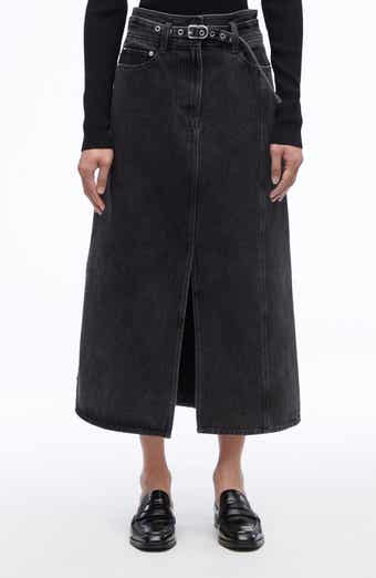 A-Line Denim Midi Skirt