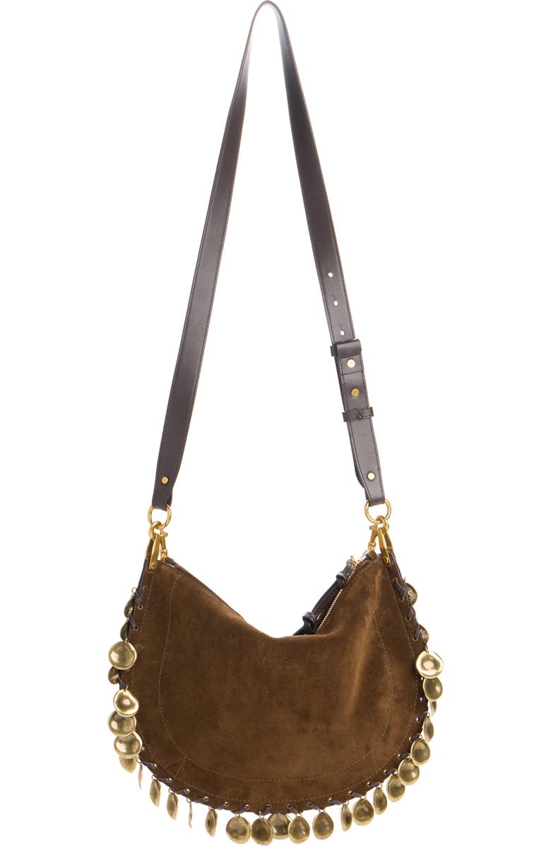 Isabel Marant Oskan Soft Medallion Suede Shoulder Bag, Alternate, color, Bronze