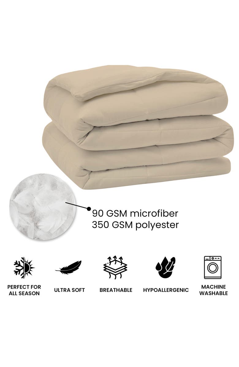 Luxury Home Solid Cream Microfiber Comforter, Alternate, color, Cream