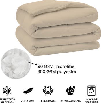Solid Cream Microfiber Comforter