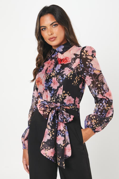 Coast Blouson Sleeve Pintuck Wide Leg Jumpsuit In Black