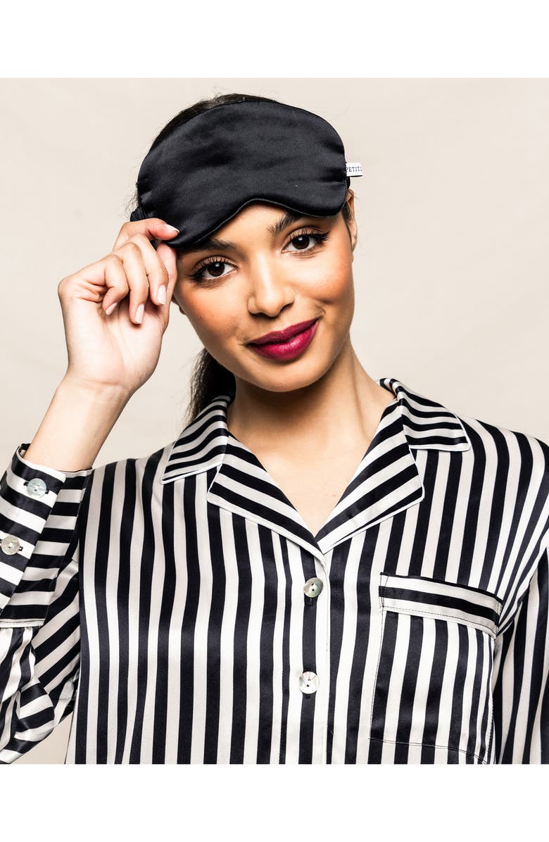 Petite Plume Silk Sleep Mask, Alternate, color, Black