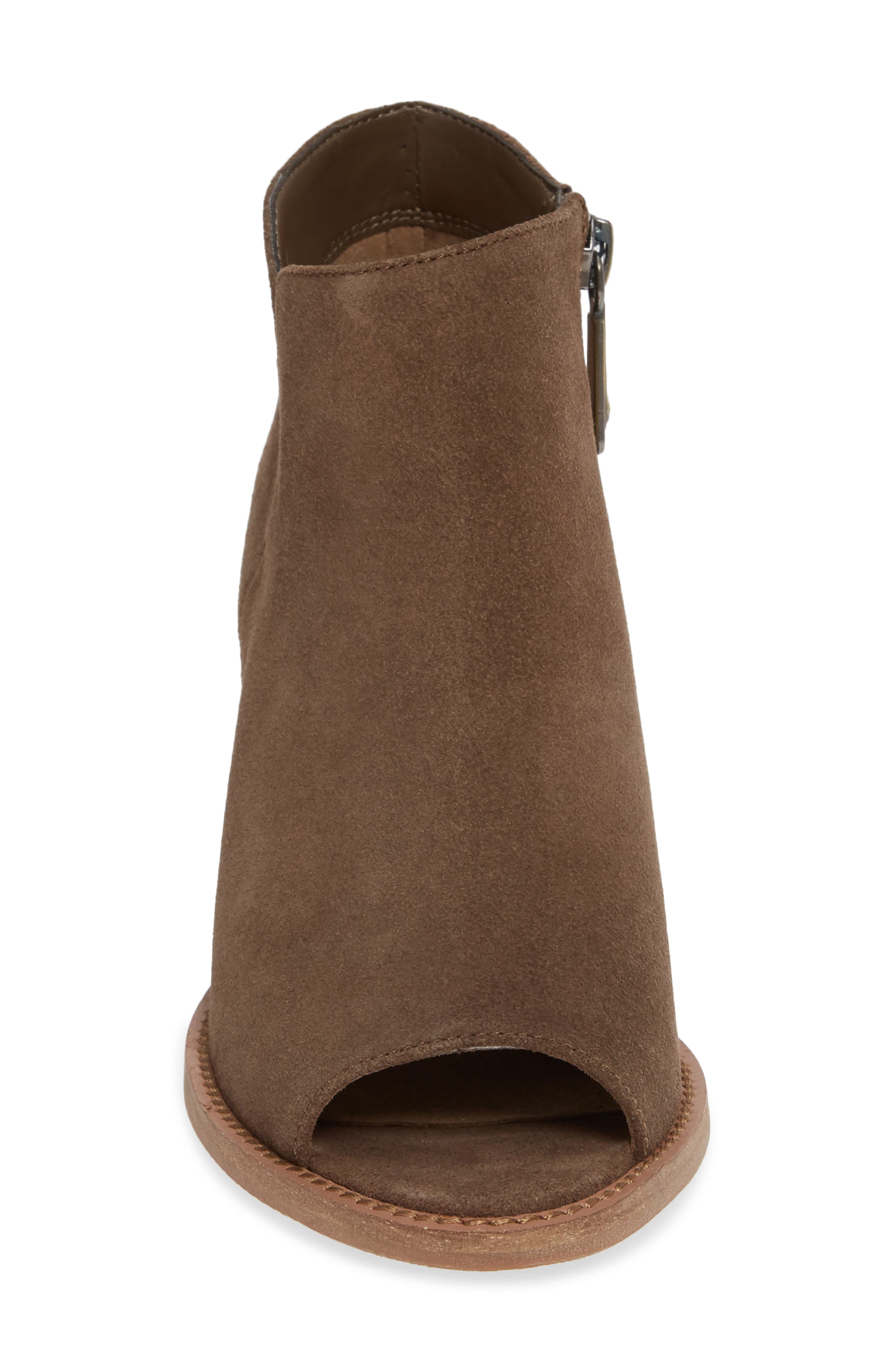 Nappa Waterproof Open Toe Bootie, Alternate, color, DARK TAUPE SUEDE