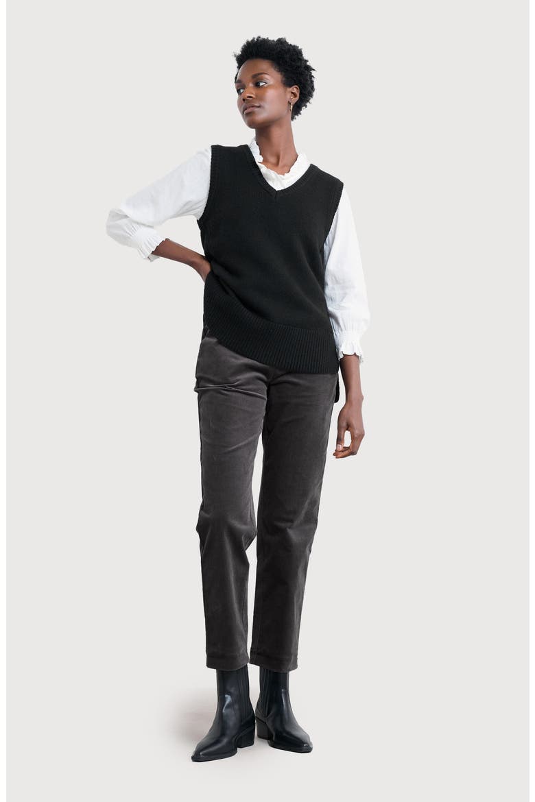 Crackington Sailor Button Crop Pull-On Pants, Alternate, color, COAL