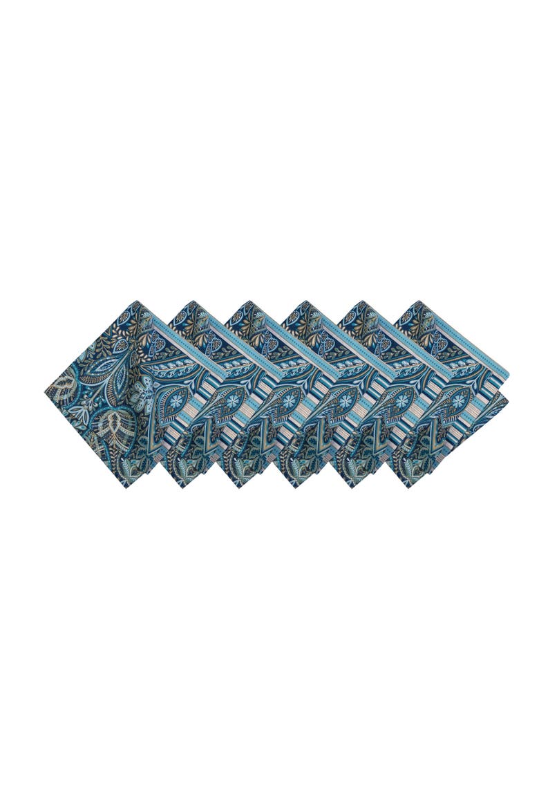 Bailey Blue Reversible Hemstitch Napkins Set of 6, Main, color, Blue