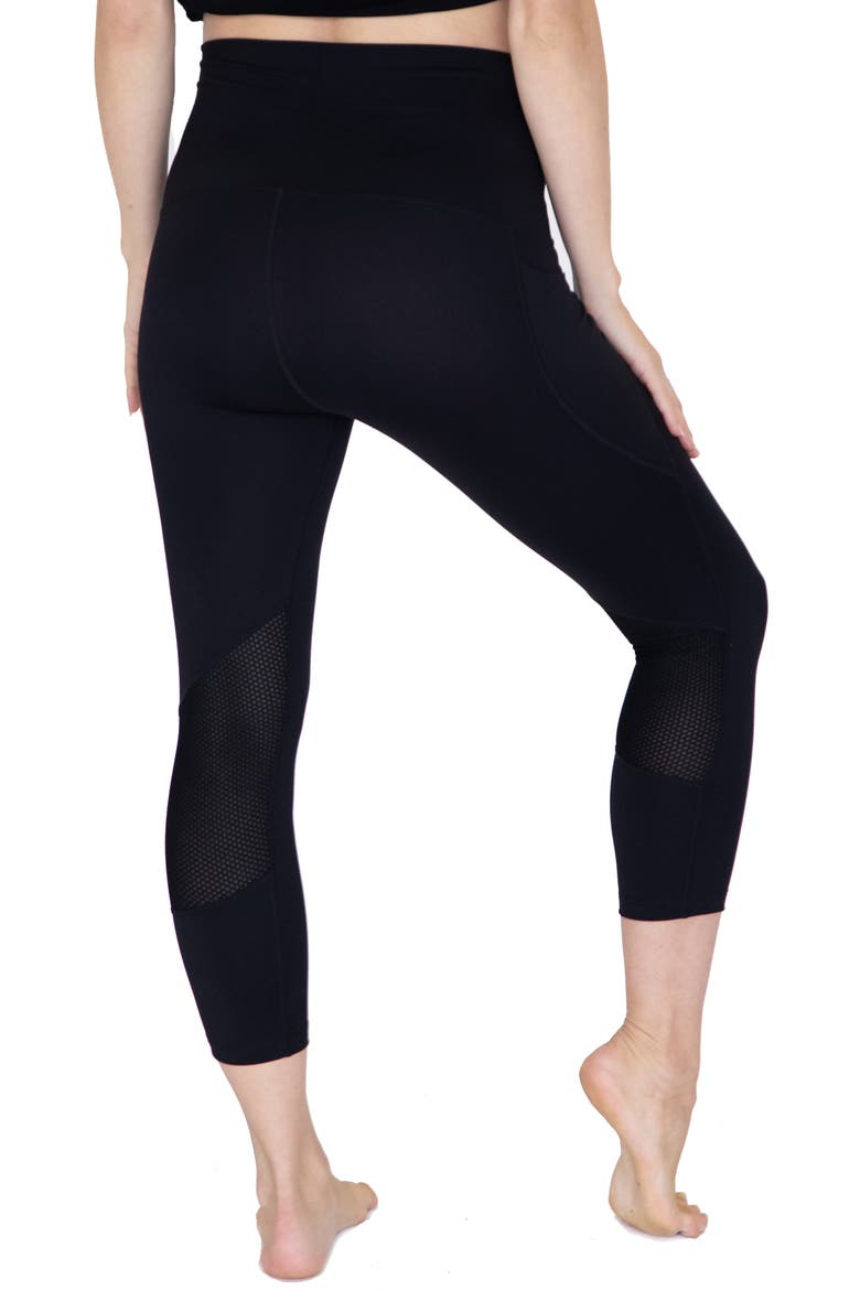 Sports 3/4 Maternity Leggings, Alternate, color, BLACK