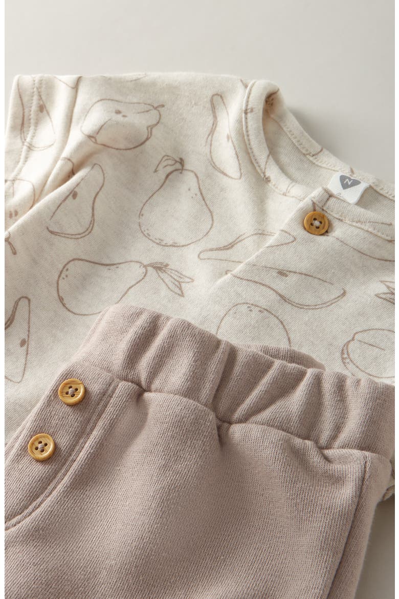 Print T-Shirt & Pants Set, Alternate, color, BEIGE O LIGHT HEATHER PEARS